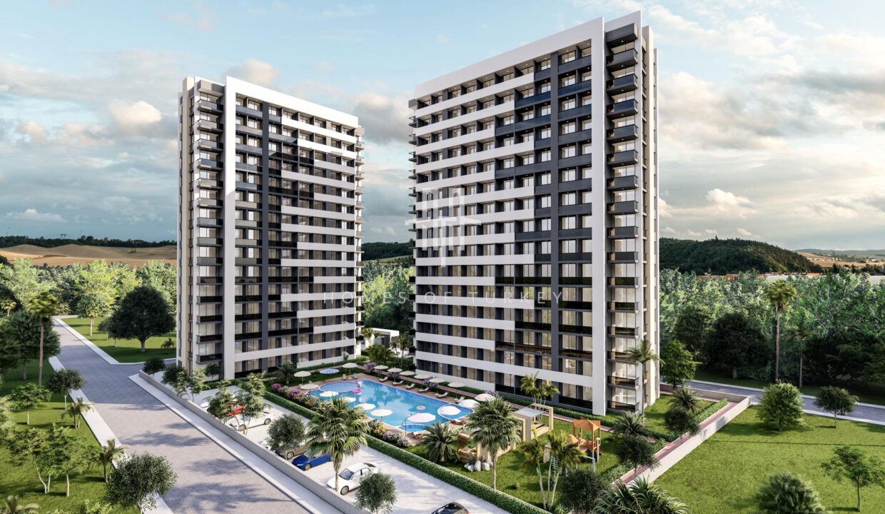 Modern Flats for Sale in a Complex with Pool and Security in Mersin 1