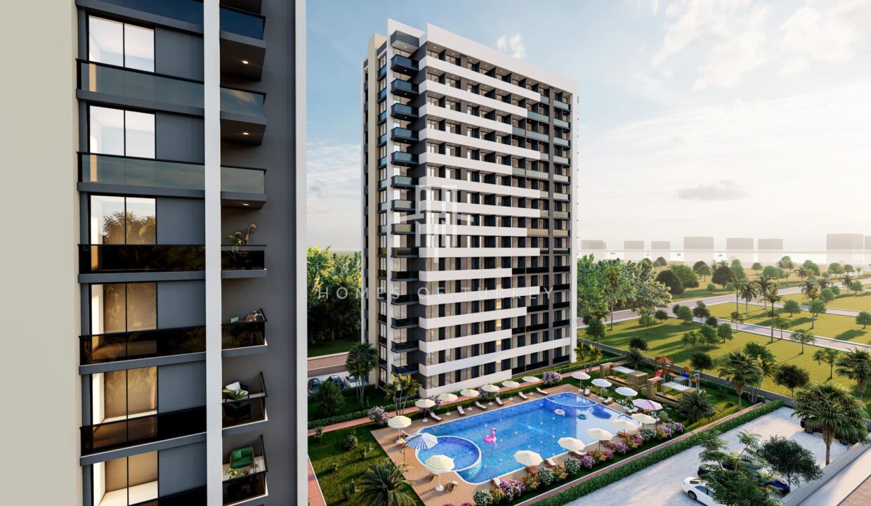 Modern Flats for Sale in a Complex with Pool and Security in Mersin 2