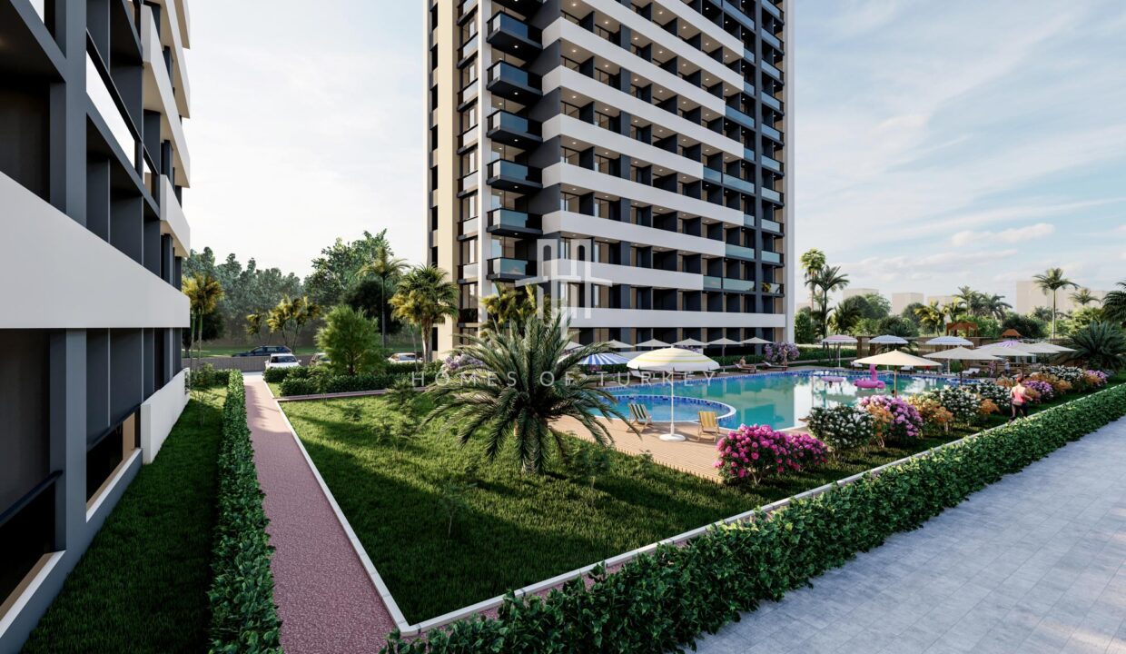 Modern Flats for Sale in a Complex with Pool and Security in Mersin 6