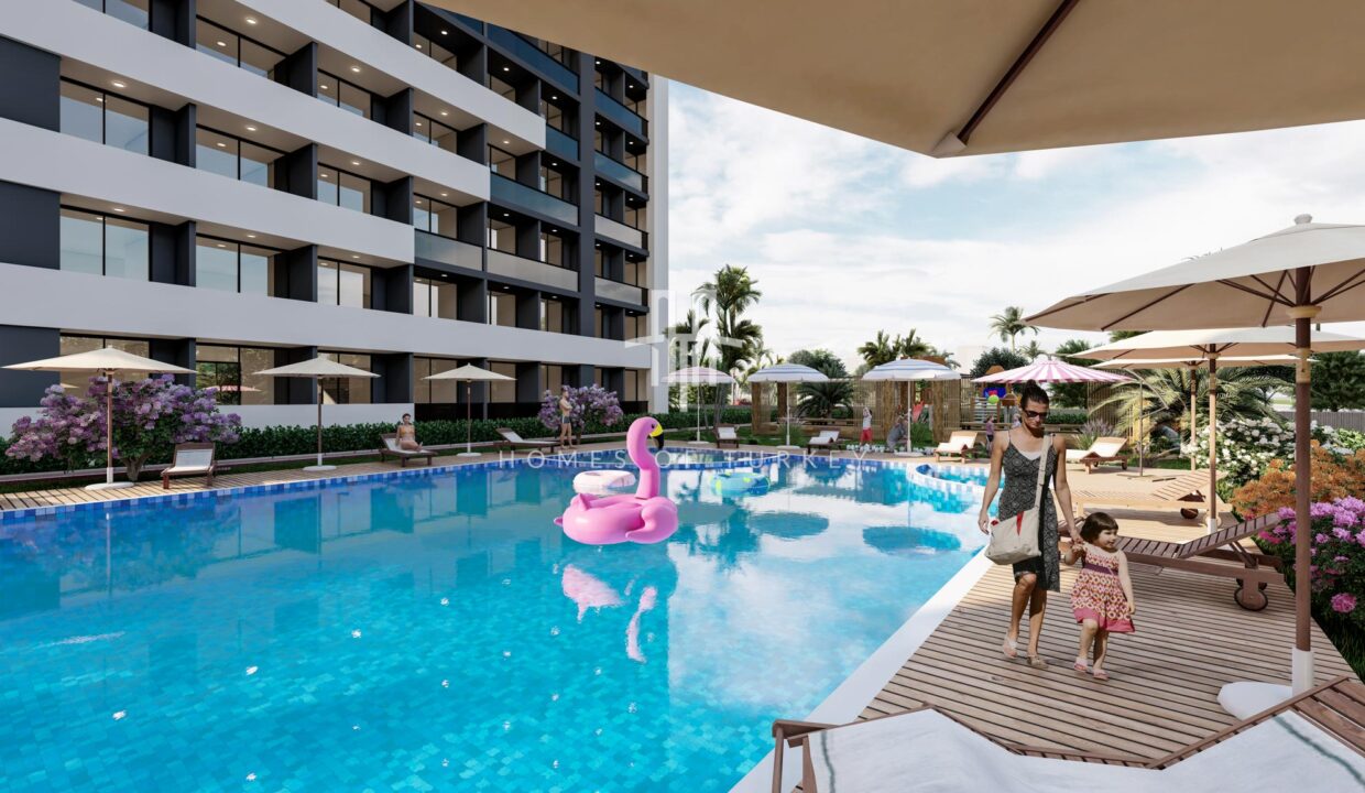 Modern Flats for Sale in a Complex with Pool and Security in Mersin 7,