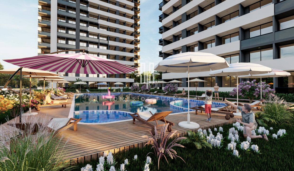 Modern Flats for Sale in a Complex with Pool and Security in Mersin 8