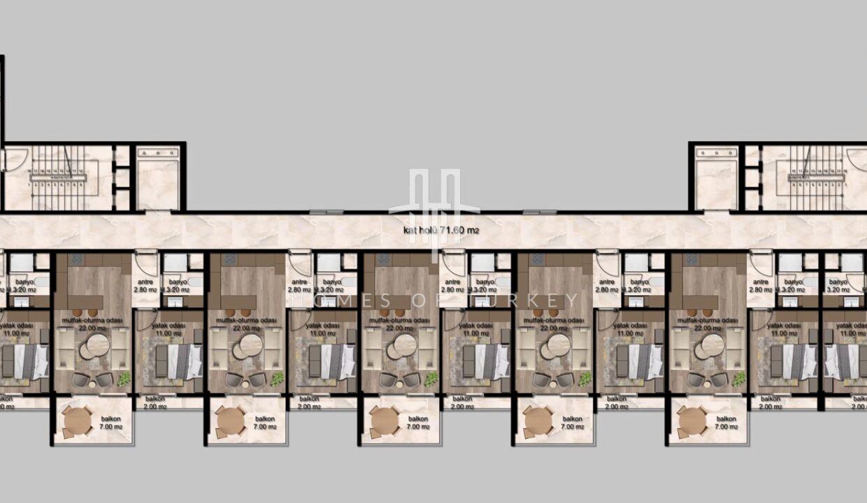 Investment Flats for Sale in Installments in a Complex with Parking Lot in Mersin 11